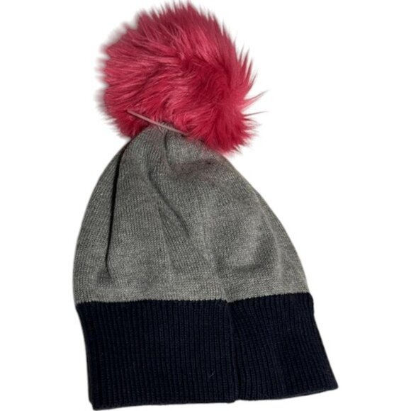 Baby Gap girls grey 'Happy" pompom toque - Picture 3 of 4